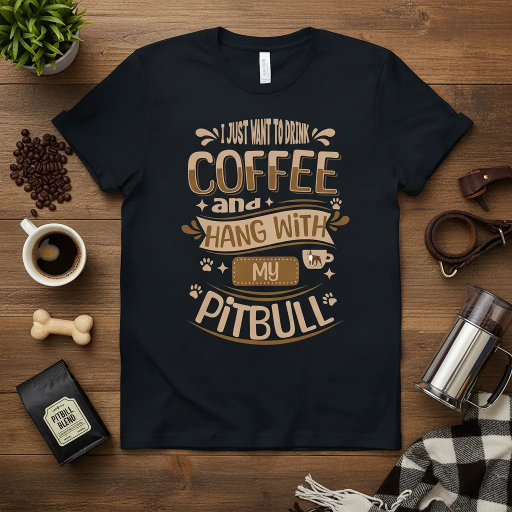 I Just Want to Drink Coffee and Hang With My Pitbull T-Shirt