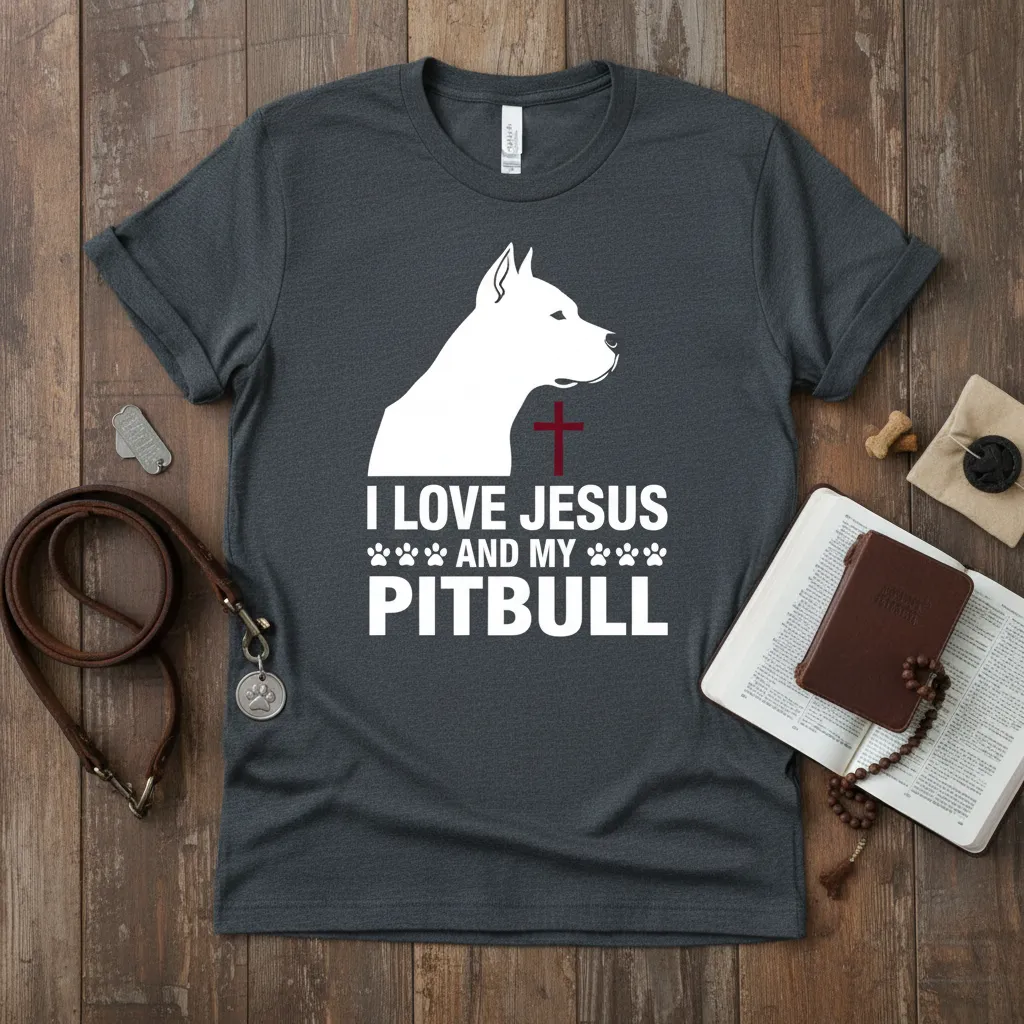 I Love Jesus and My Pitbull T-Shirt Faith Dog Lover Gift