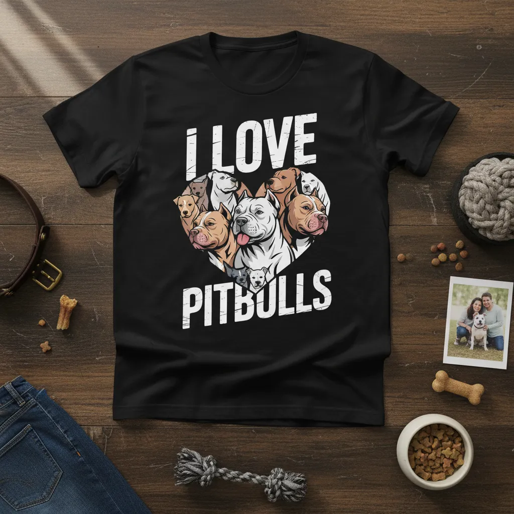 I Love Pitbulls Heart Design T-Shirt for Dog Lovers