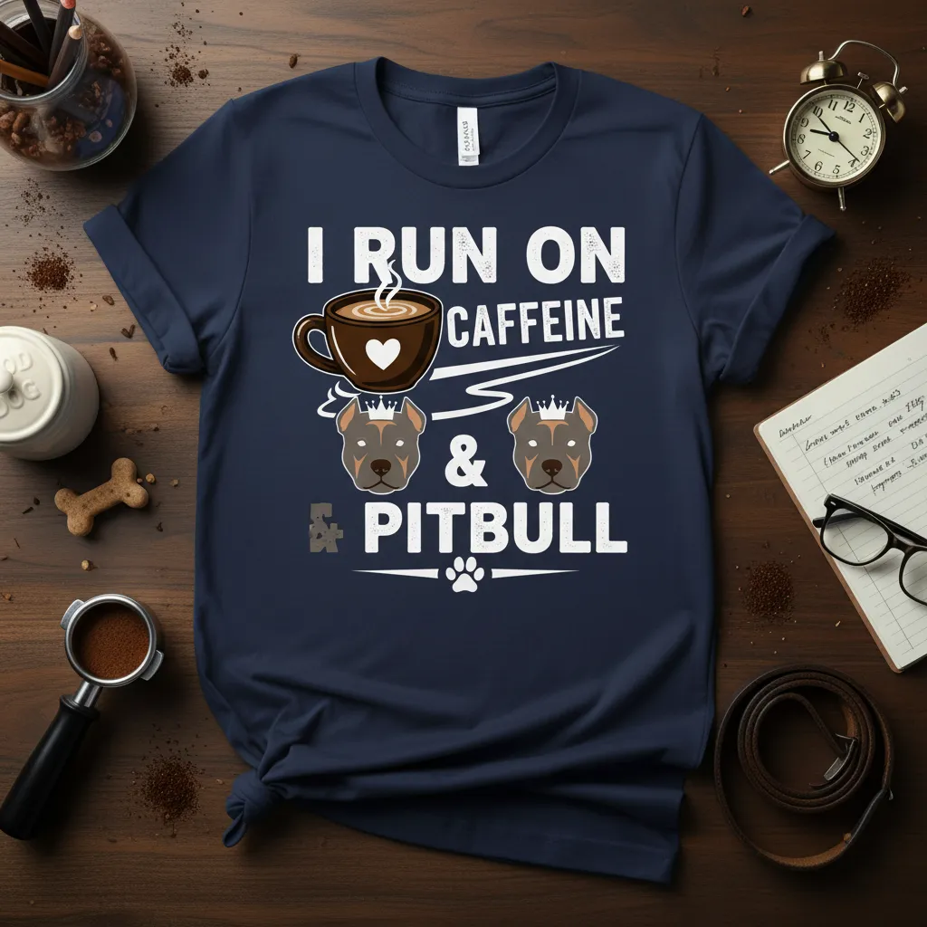 I Run on Caffeine & Pitbull Dog Lover T-Shirt