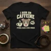 I RUN ON CAFFEINE PITBULL HAIR & CUSS WORDS T-Shirt design featuring a pitbull face and coffee cup