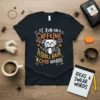 I Run On Caffeine Pitbull Hair & Cuss Words t-shirt design with a pitbull face and coffee beans