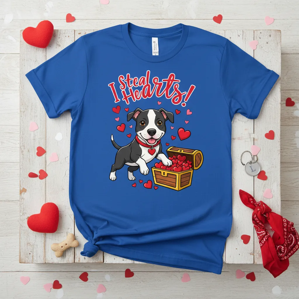 I Steal Hearts! Pitbull Valentine’s Day T-Shirt