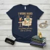 T-shirt with "I WORK HARD So my PITBULL CAN LIVE a Life of Luxury" text, featuring a pitbull in a