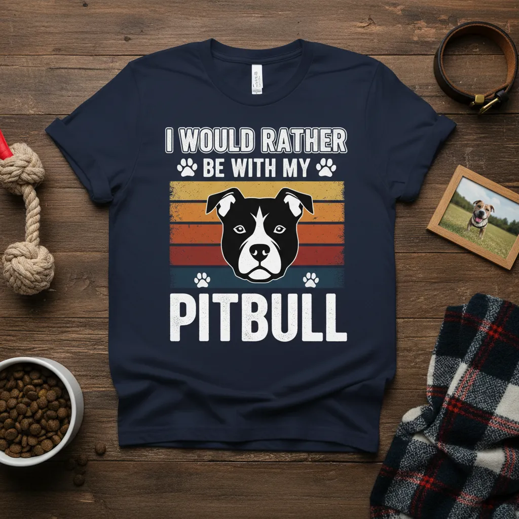 I Would Rather Be With My Pitbull T-Shirt Dog Lover Gift