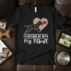 Pitbull silhouette filled with paw prints and bones, next to a heart, with text "I'd Rather Be With my Pitbull"