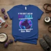 T-shirt with text "IF YOU DON'T LIKE MY PIT BULL kiss this!" and a Pitbull dog graphic in a cosmic