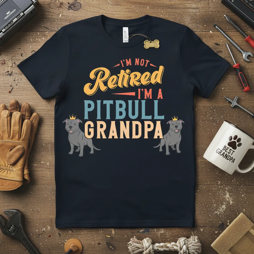 I’m Not Retired I’m a Pitbull Grandpa T-Shirt Gift