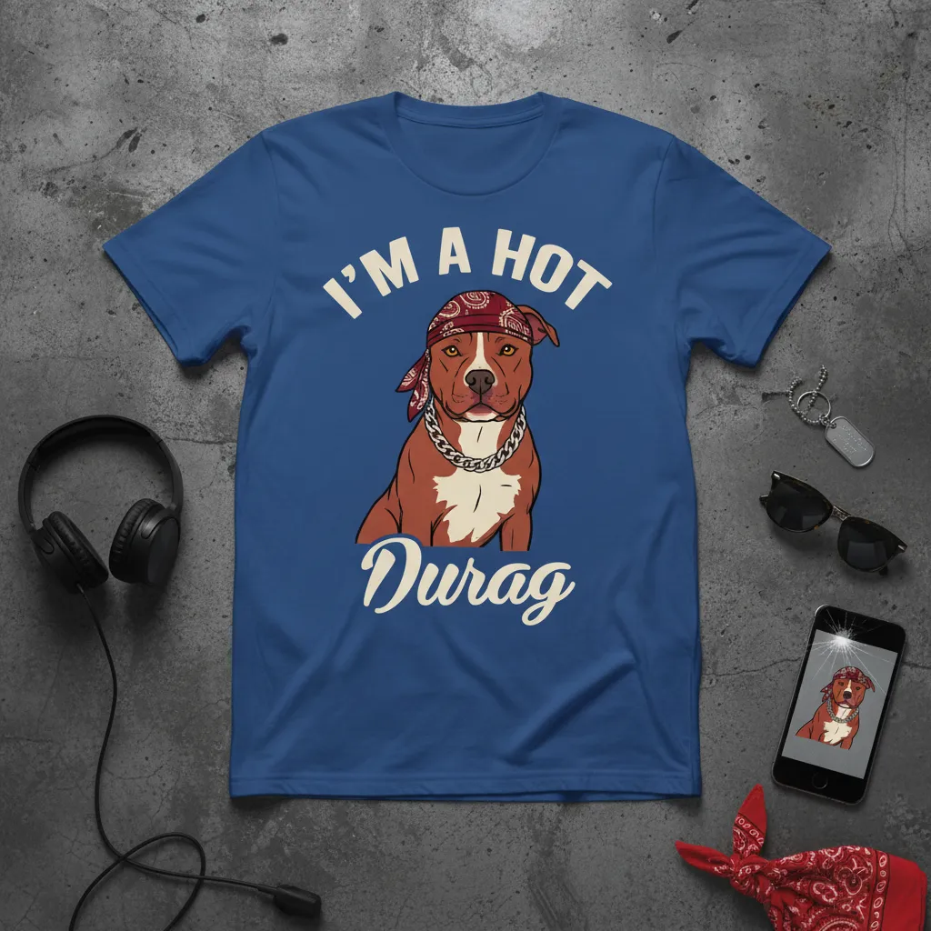 I’m a Hot Durag T-Shirt Funny Pitbull Dog Gift