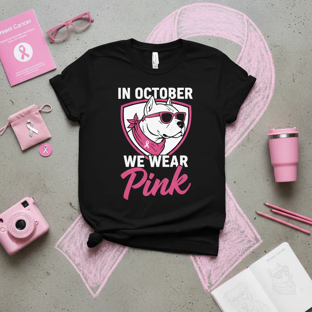 In October We Wear Pink T-Shirt Breast Cancer Awareness