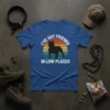 I've Got Friends In Low Places T-Shirt with a black dog silhouette and retro sunset graphic