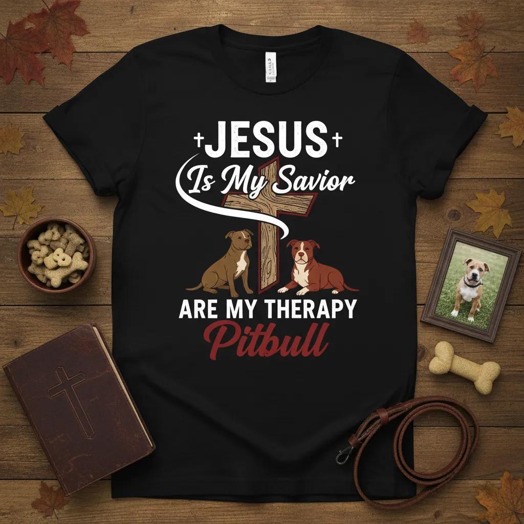 Jesus Is My Savior Are My Therapy Pitbull T-Shirt