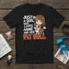 Chibi anime girl with a pit bull and "Just A Girl Who Loves Anime And Her Pitbull" text on a