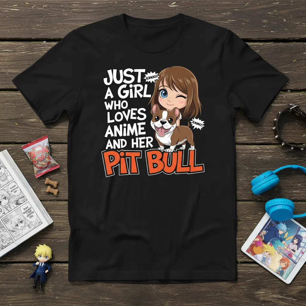 Just a Girl Who Loves Anime and Her Pitbull T-Shirt