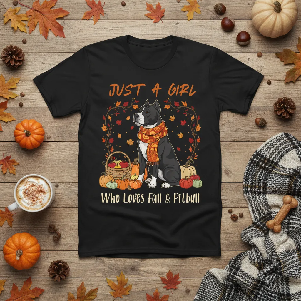 Just a Girl Who Loves Fall & Pitbull T-shirt|