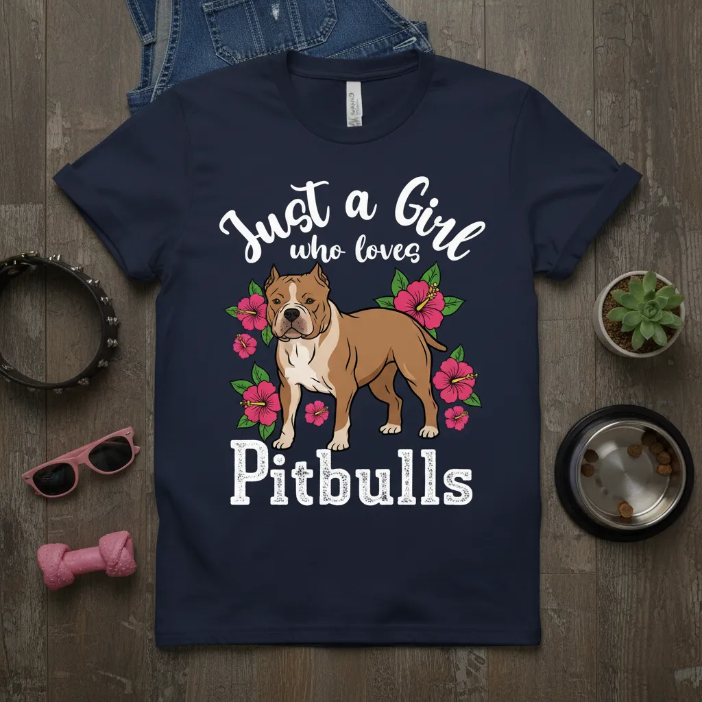 Just a Girl Who Loves Pitbulls Dog Lover T-Shirt