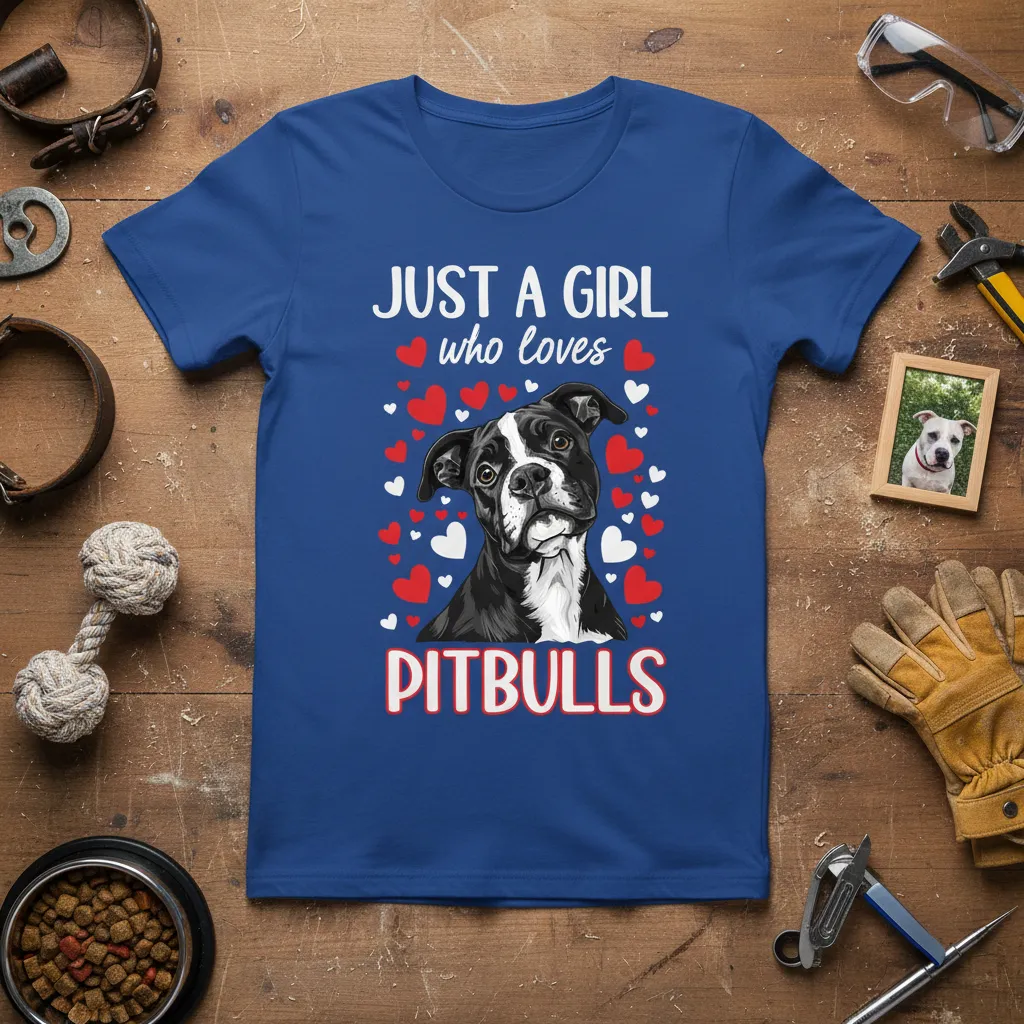Just a Girl Who Loves Pitbulls T-Shirt Dog Lover Gift