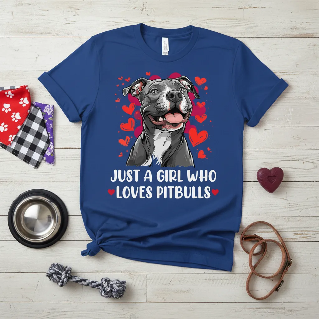 Just a Girl Who Loves Pitbulls T-Shirt Dog Lover Gift
