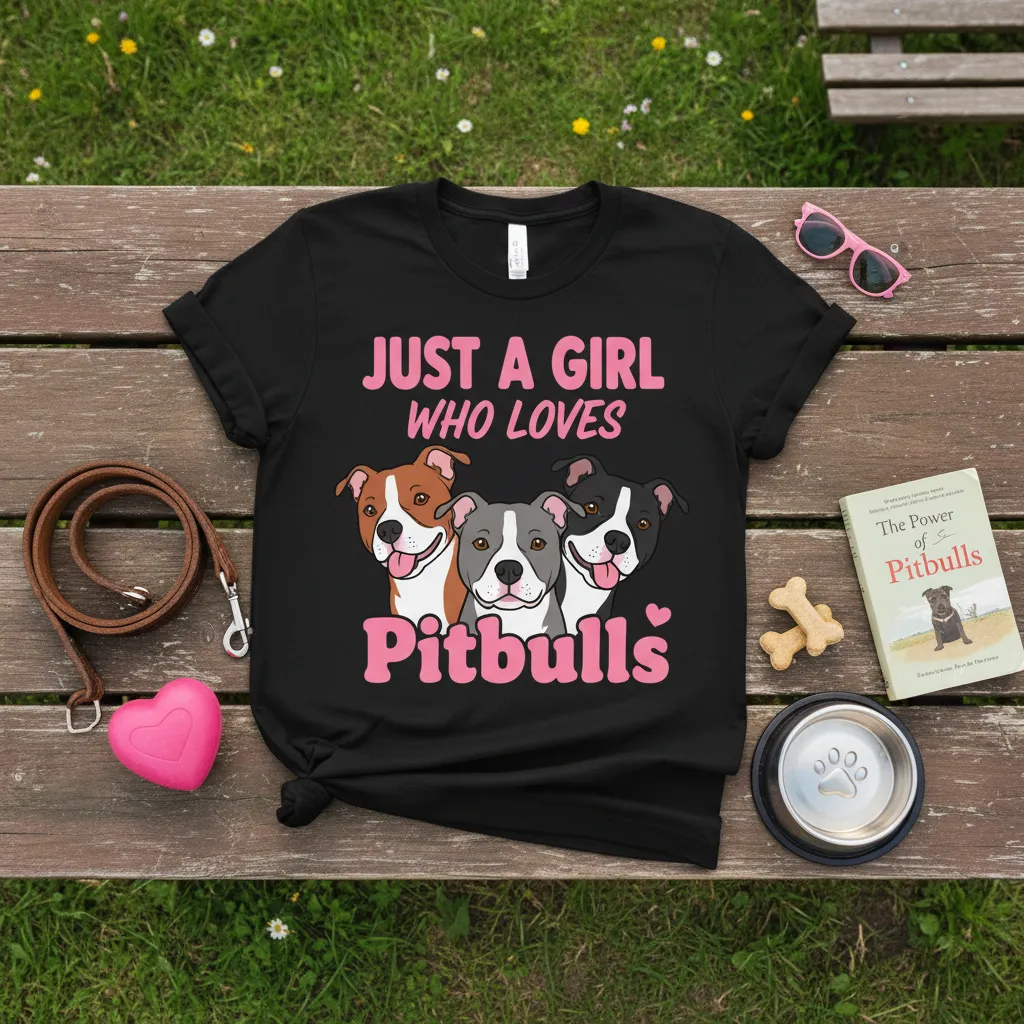 Just a Girl Who Loves Pitbulls T-Shirt Dog Lover Gift
