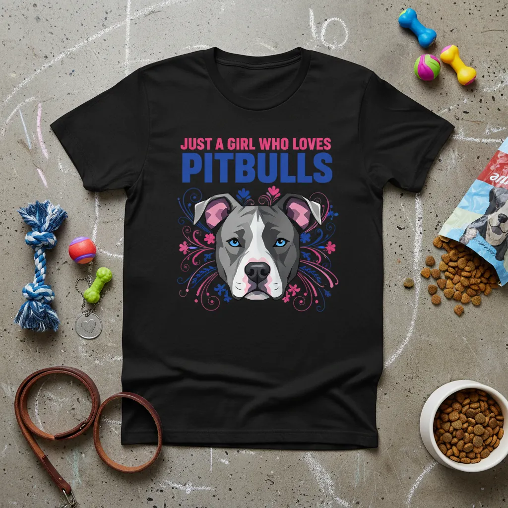Just a Girl Who Loves Pitbulls T-Shirt Dog Lover Gift
