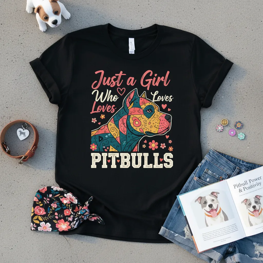 Just a Girl Who Loves Pitbulls T-Shirt Dog Mom Gift