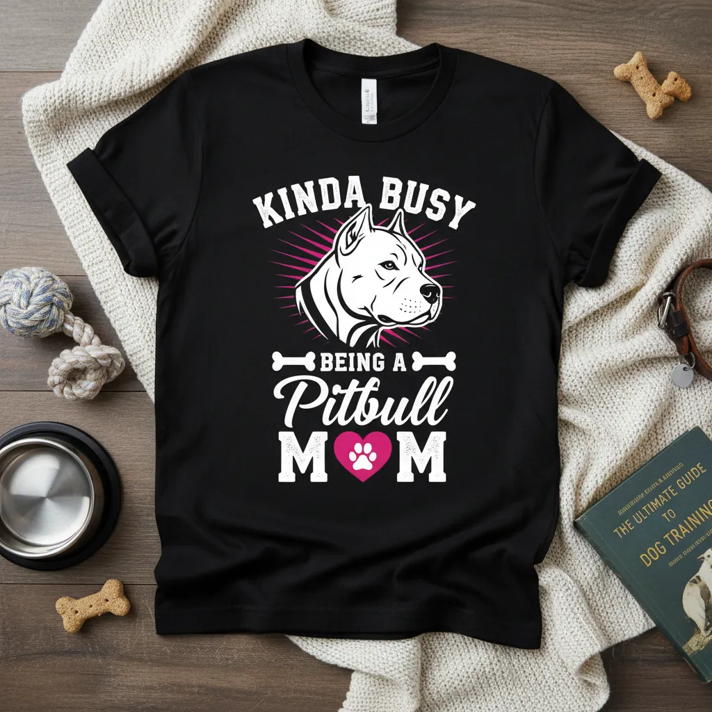Kinda Busy Being a Pitbull Mom T-Shirt Gift for Dog Lovers