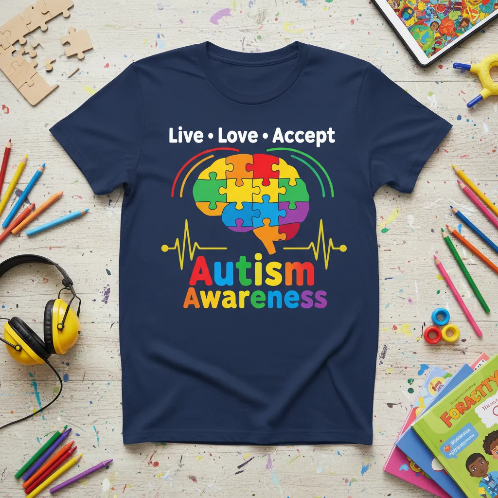Live Love Accept Autism Awareness T-Shirt Support Gift