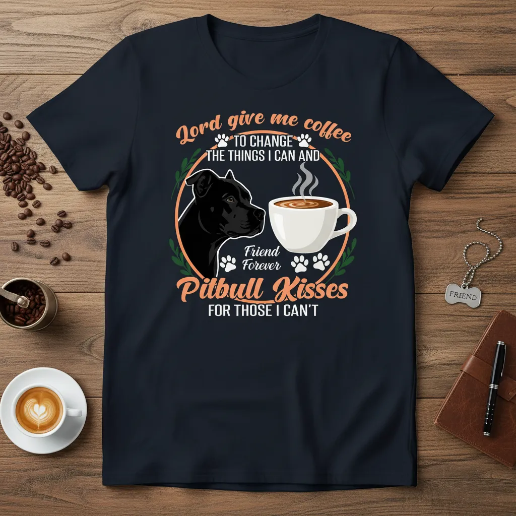 Lord Give Me Coffee Pitbull Kisses T-Shirt Dog Lover Gift