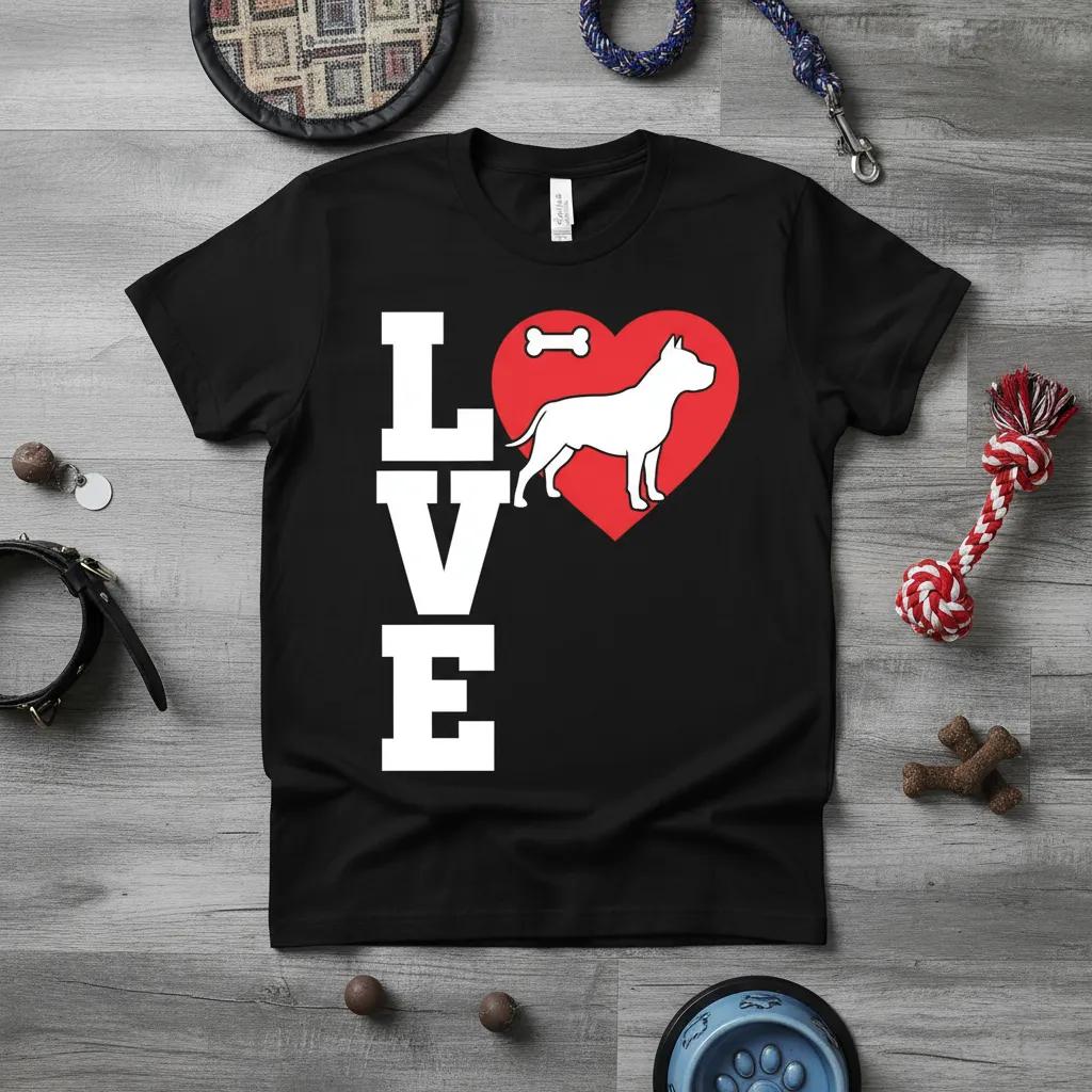 Love Pitbull Heart Dog T-Shirt Gift for Dog Lovers