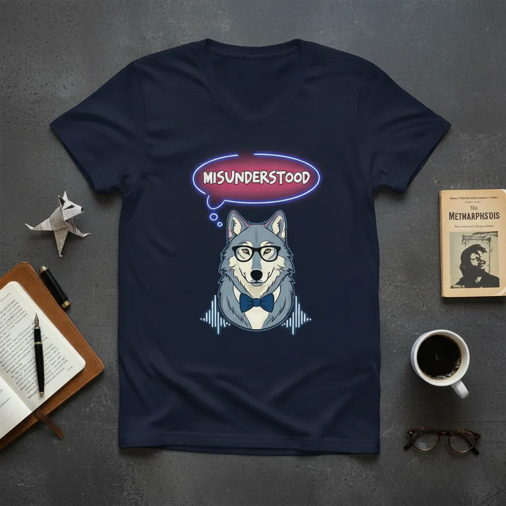 Misunderstood Wolf Graphic Tee Funny Quote Shirt for Him