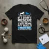 Black t-shirt with white and blue text: "My doctor said IF I DON'T RESCUE at least TWO MORE PIT BULLS
