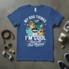 My Dog Thinks I'm Cool That's All That Matters t-shirt with a graphic of five dogs wearing sunglasses and hats