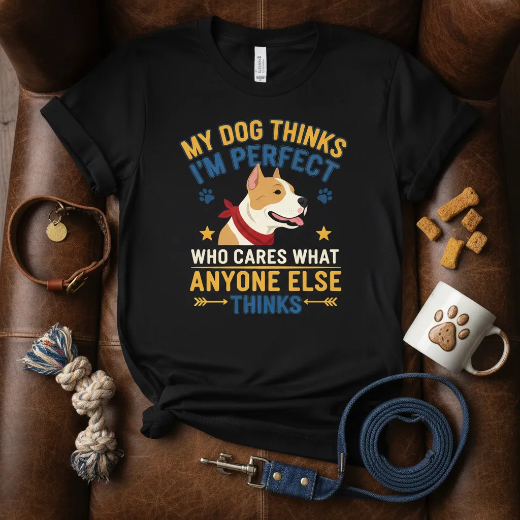My Dog Thinks I’m Perfect T-Shirt Funny Dog Lover Gift