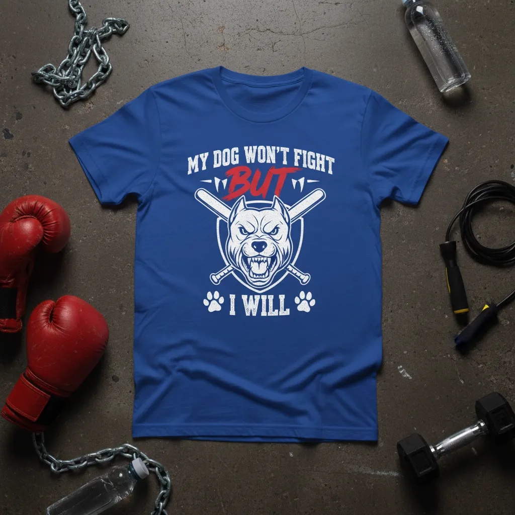 My Dog Won’t Fight but I Will Pitbull T-Shirt