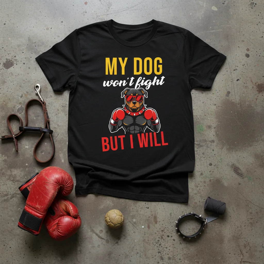 My Dog Won’t Fight but I Will Rottweiler T-Shirt