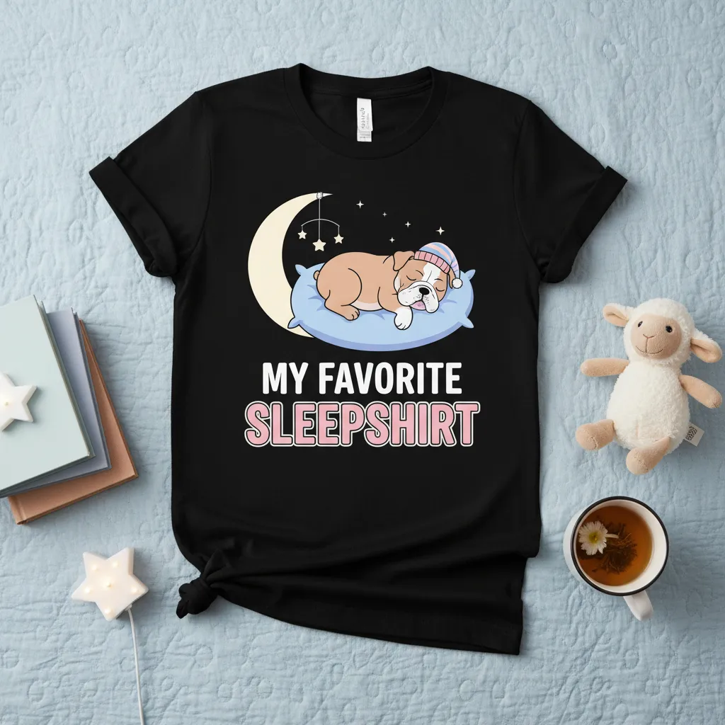 My Favorite Sleepshirt Bulldog Sleeping T-Shirt Gift