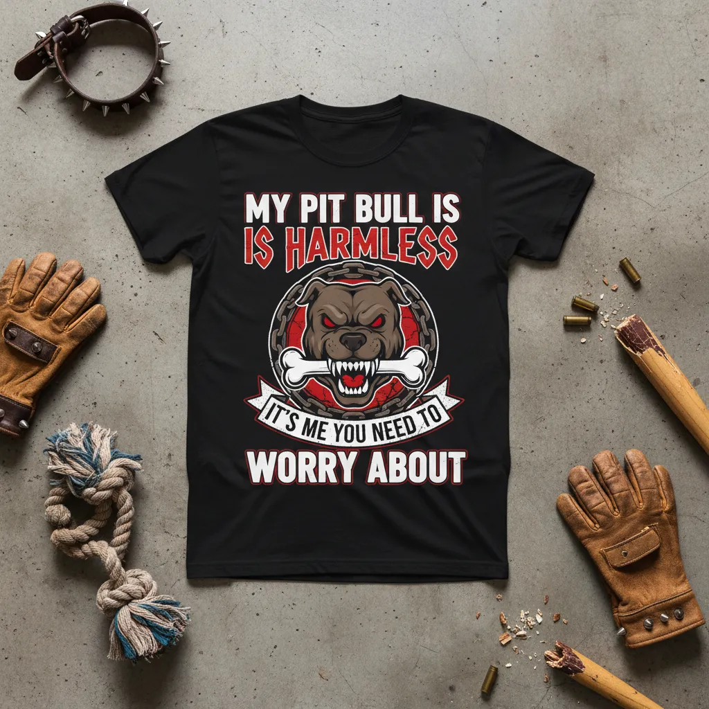 My Pit Bull Is Harmless T-Shirt Worry About Me Funny Gift