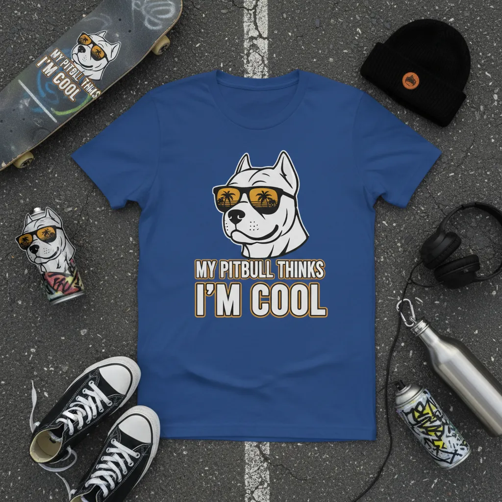 My Pitbull Thinks I’m Cool T-Shirt Funny Dog Lover Gift