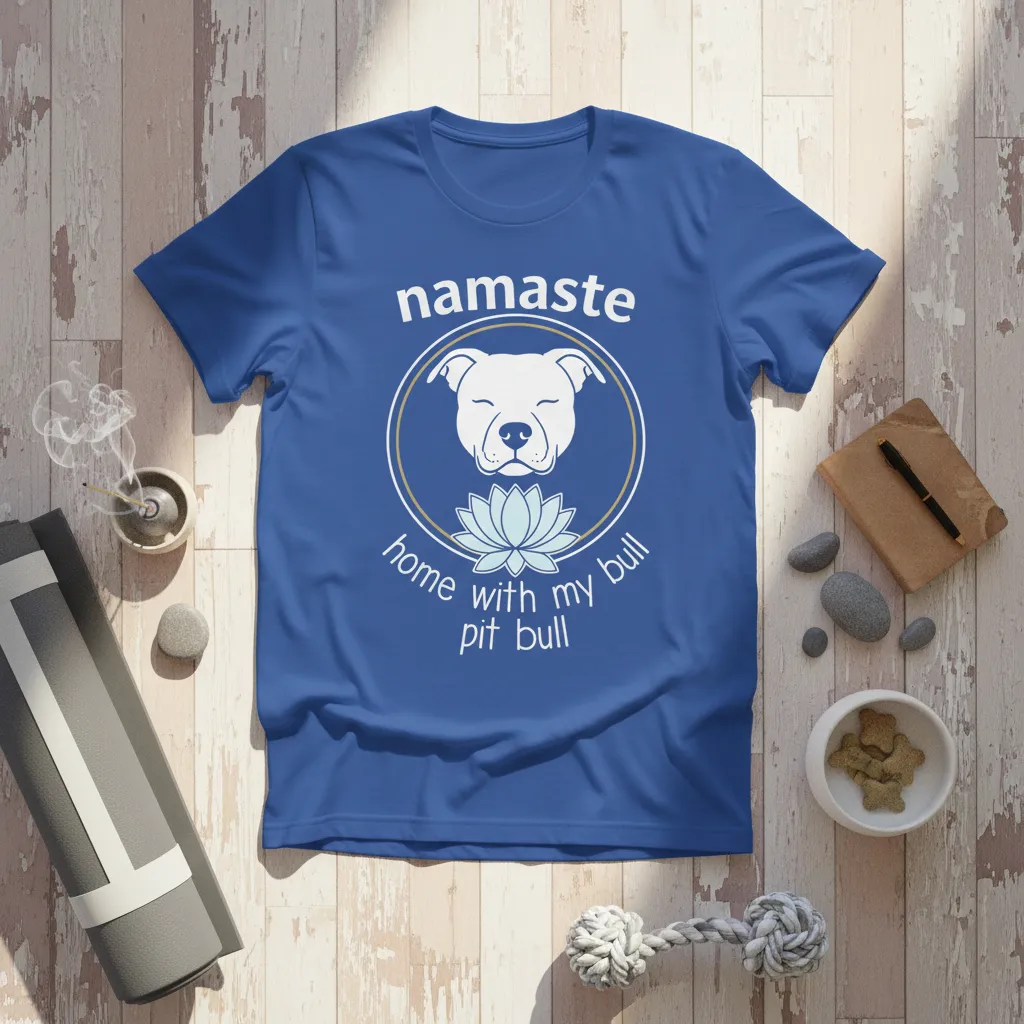 Namaste Home With My Pit Bull T-Shirt Yoga Dog Lover Gift