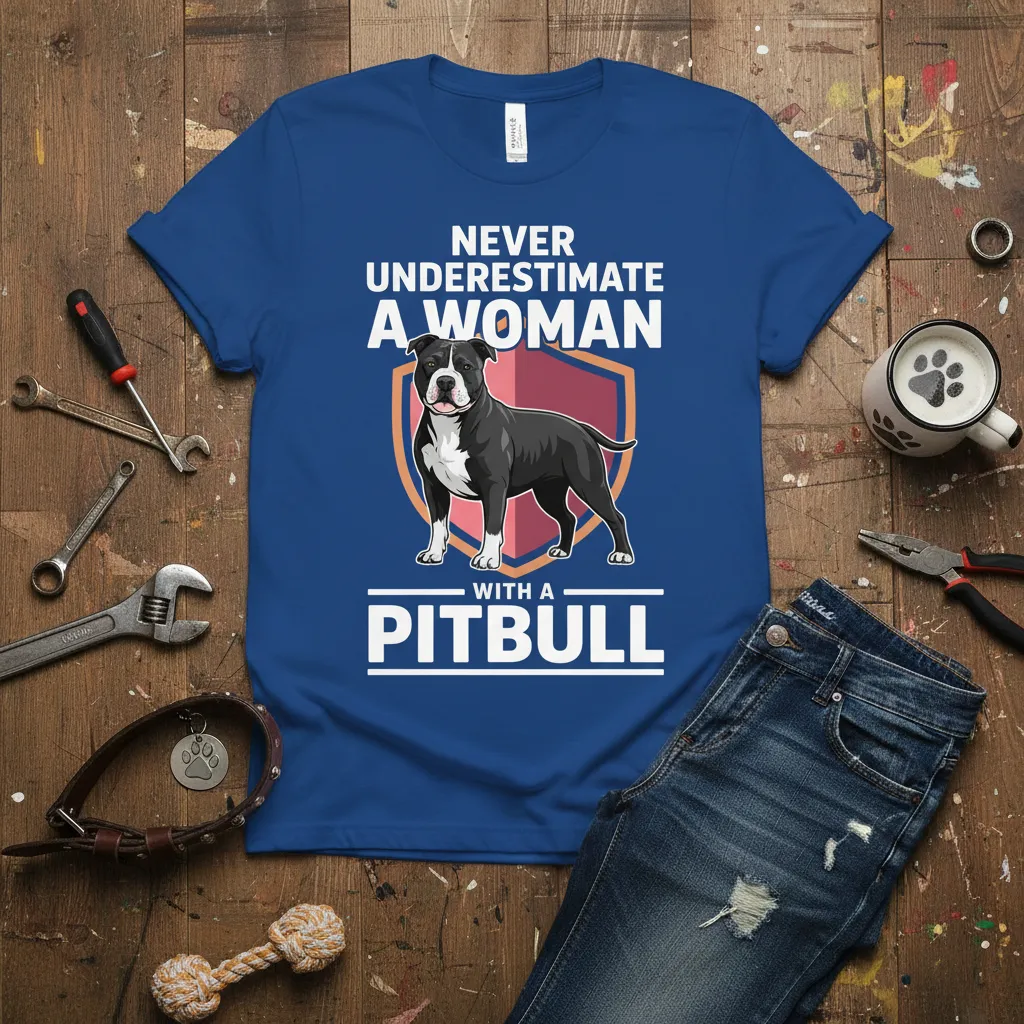 Never Underestimate a Woman With a Pitbull T-Shirt