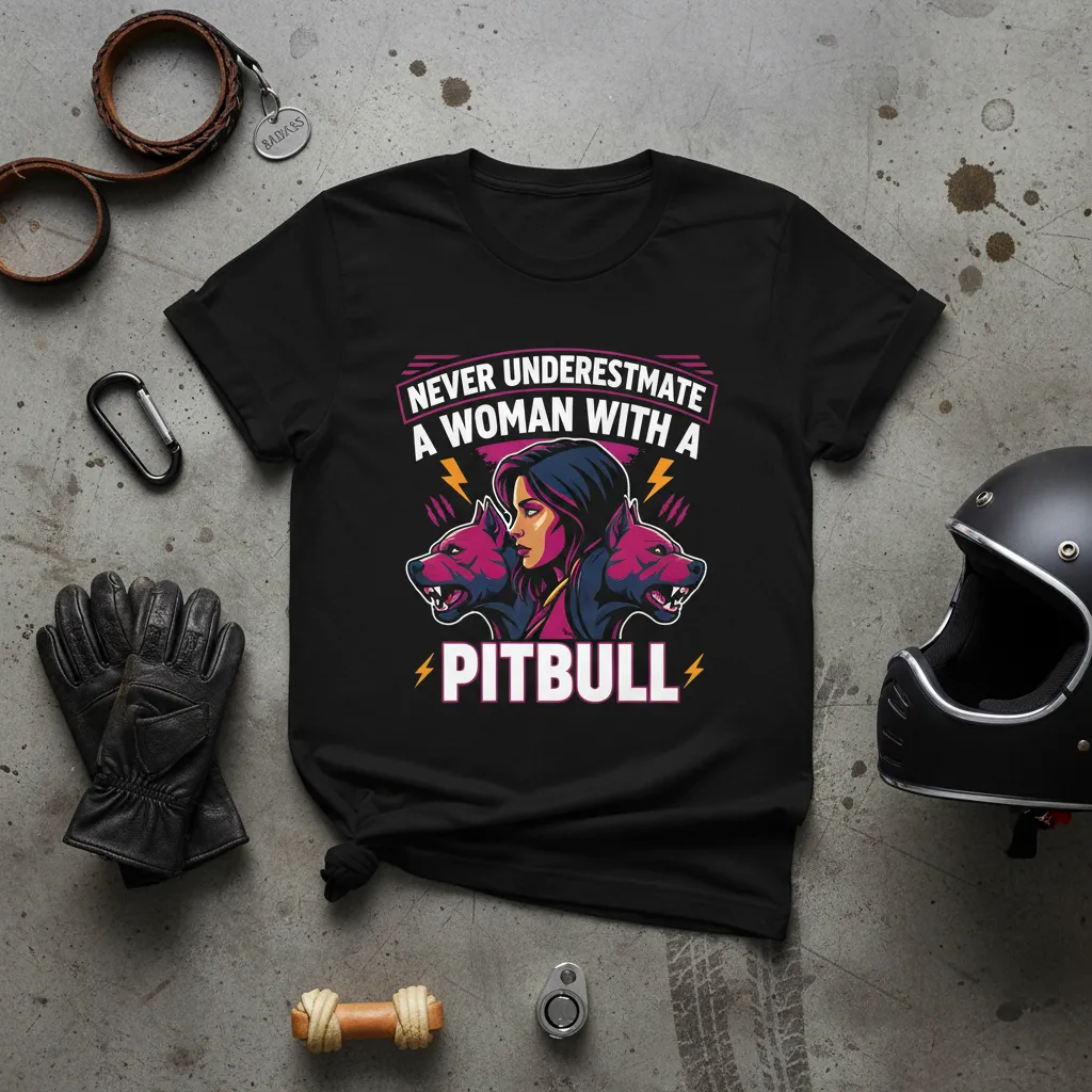 Never Underestimate a Woman With a Pitbull T-Shirt