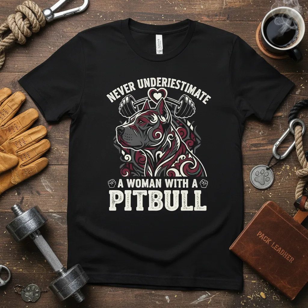 Never Underestimate a Woman With a Pitbull T-Shirt