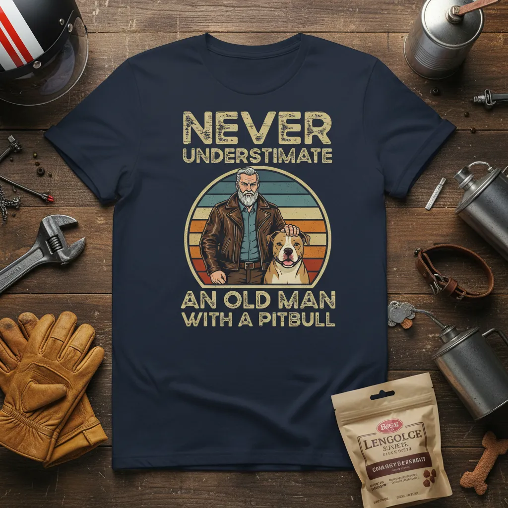 Never Underestimate an Old Man With a Pitbull T-Shirt