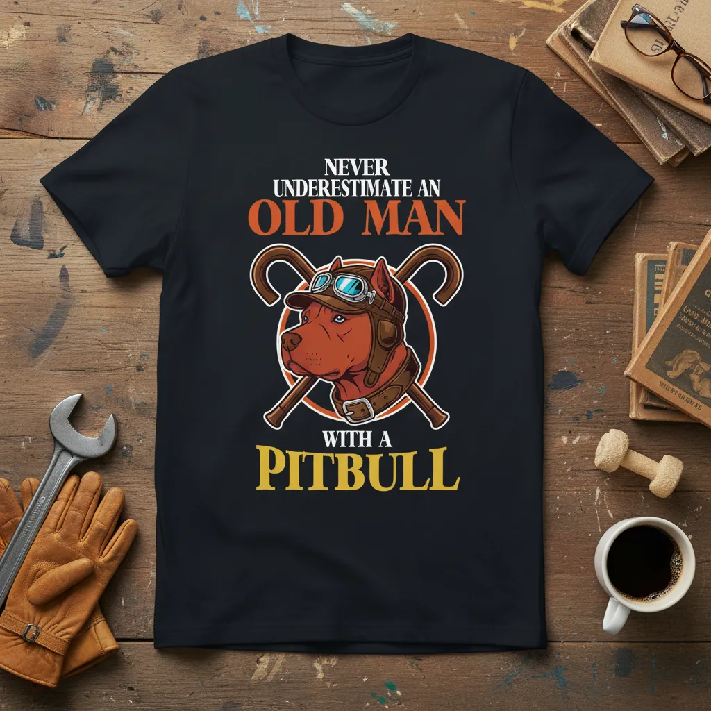 Never Underestimate an Old Man With a Pitbull T-Shirt