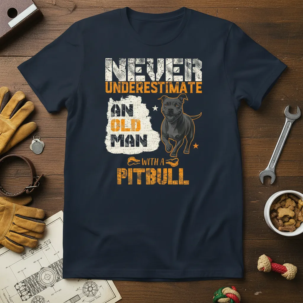 Never Underestimate an Old Man With a Pitbull T-Shirt