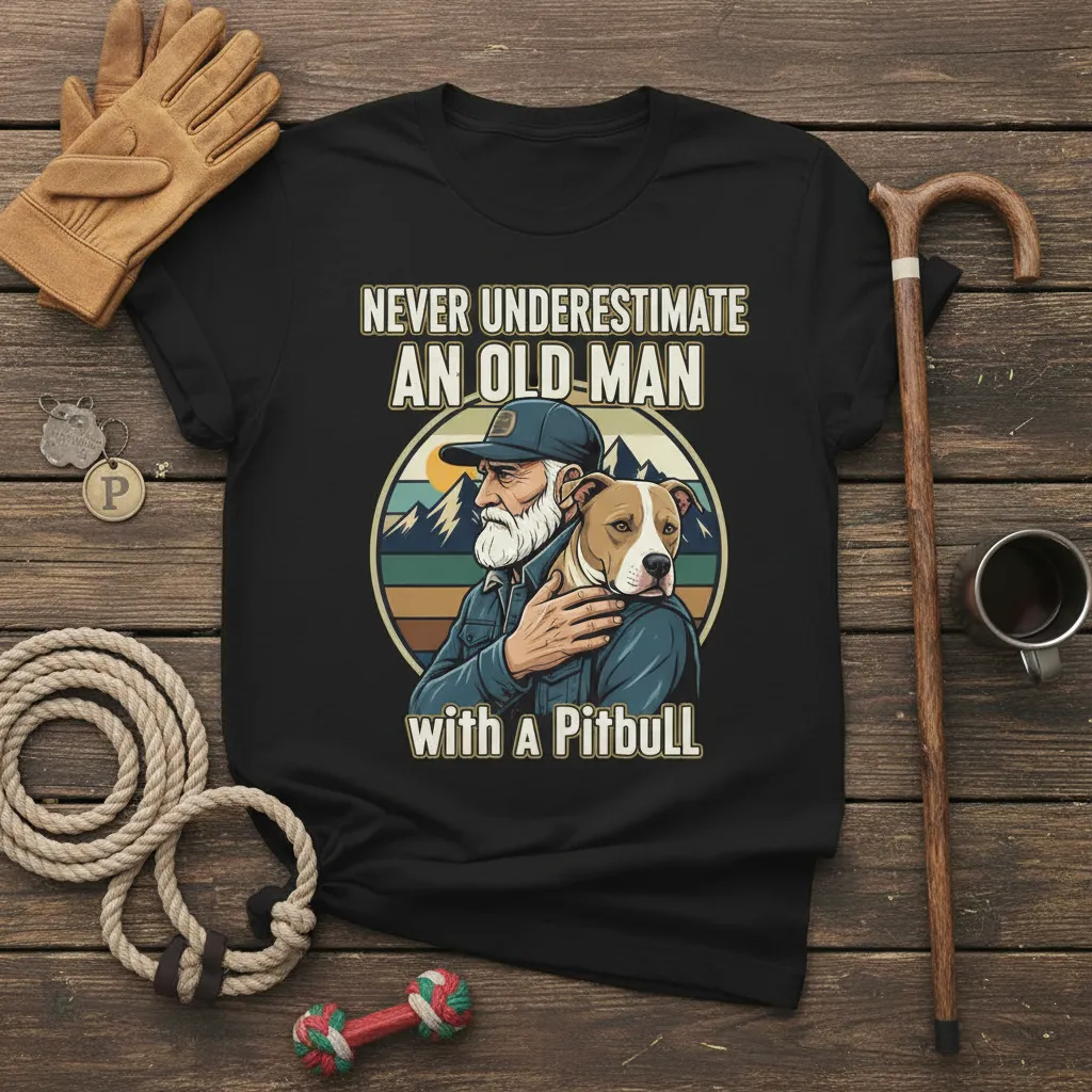 Never Underestimate an Old Man With a Pitbull Tee