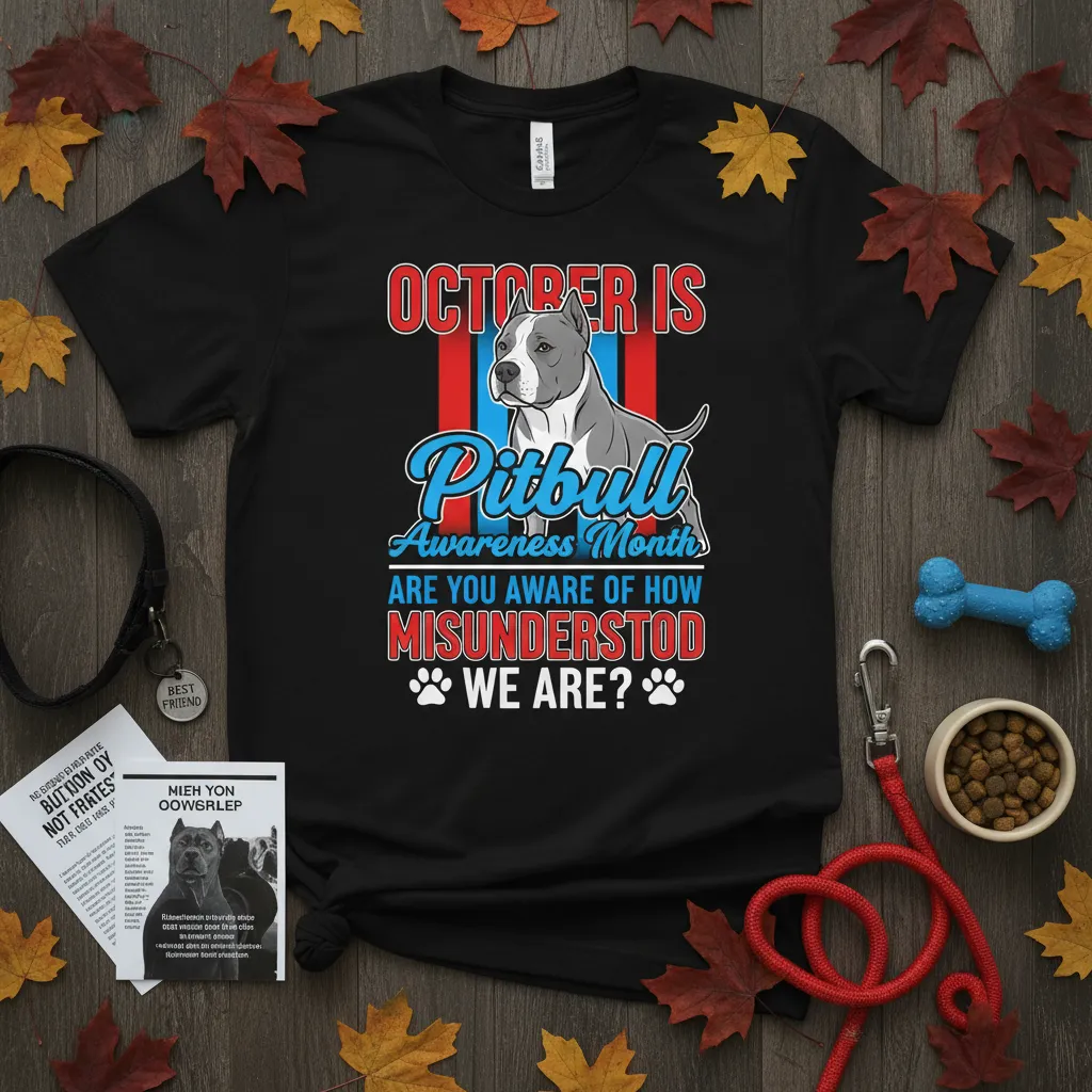 October Is Pitbull Awareness Month Tee Misunderstood Breed Gift