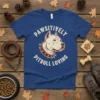 Pawsitively Pitbull Loving t-shirt design featuring a vintage illustration of a pitbull's head with a spiked collar