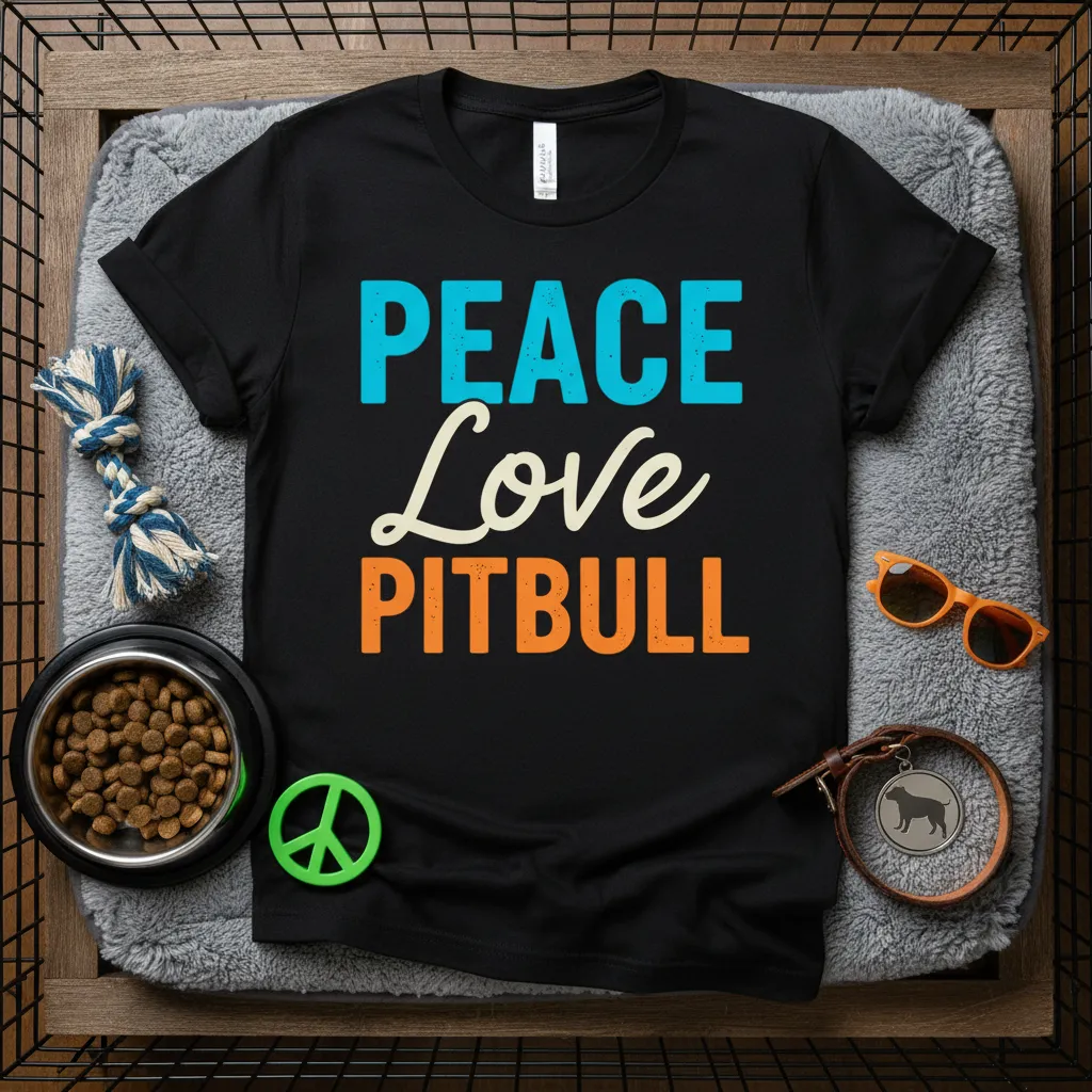 Peace Love Pitbull T-Shirt Dog Lover Gift for Pitbull Moms