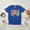 Pibble Mom t-shirt with colorful text and a French Bulldog wearing a flower crown